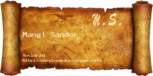 Mangl Sándor névjegykártya